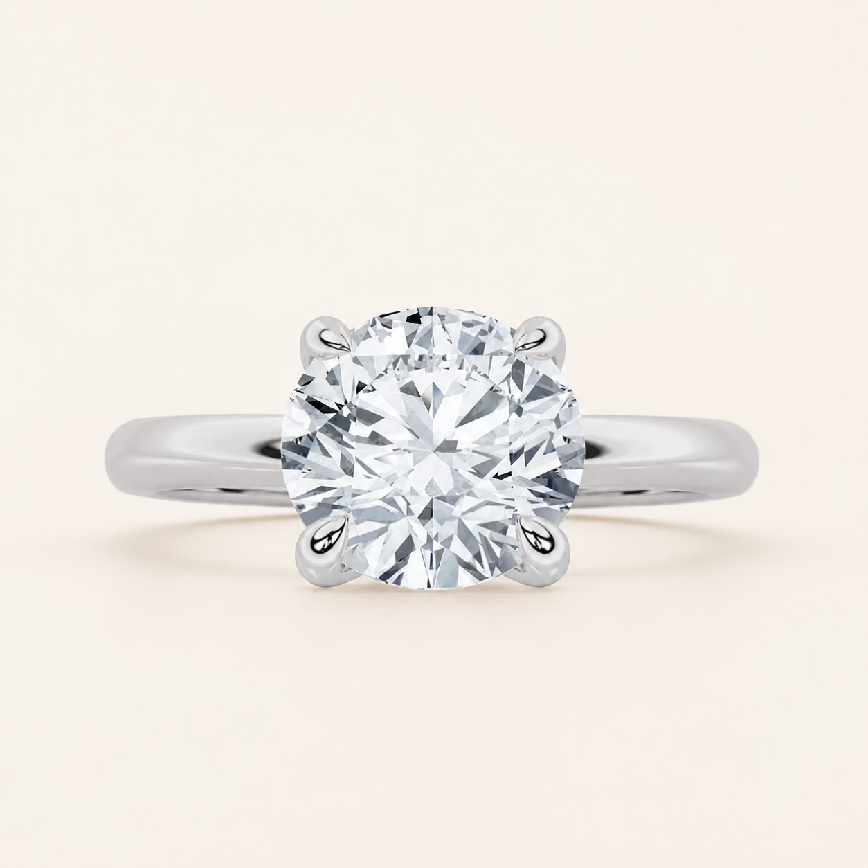 2CT Round Cut Lab Grown Diamond Classic Solitaire Ring