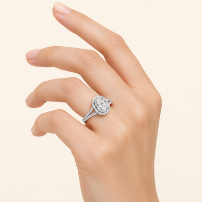 3 CT Oval Cut Lab Grown Diamond Split Shank Halo Ring