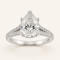 2CT Pear Cut Lab Grown Diamond Split Shank Trellis Engagement Ring