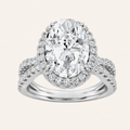 3 CT Oval Cut Lab Grown Diamond Split Shank Halo Ring