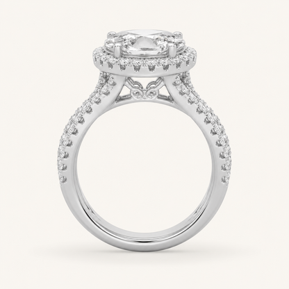 3 CT Oval Cut Lab Grown Diamond Split Shank Halo Ring