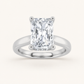 1CT Radiant Cut Lab Grown Diamond Hidden Halo Cathedral Shank Engagement Ring