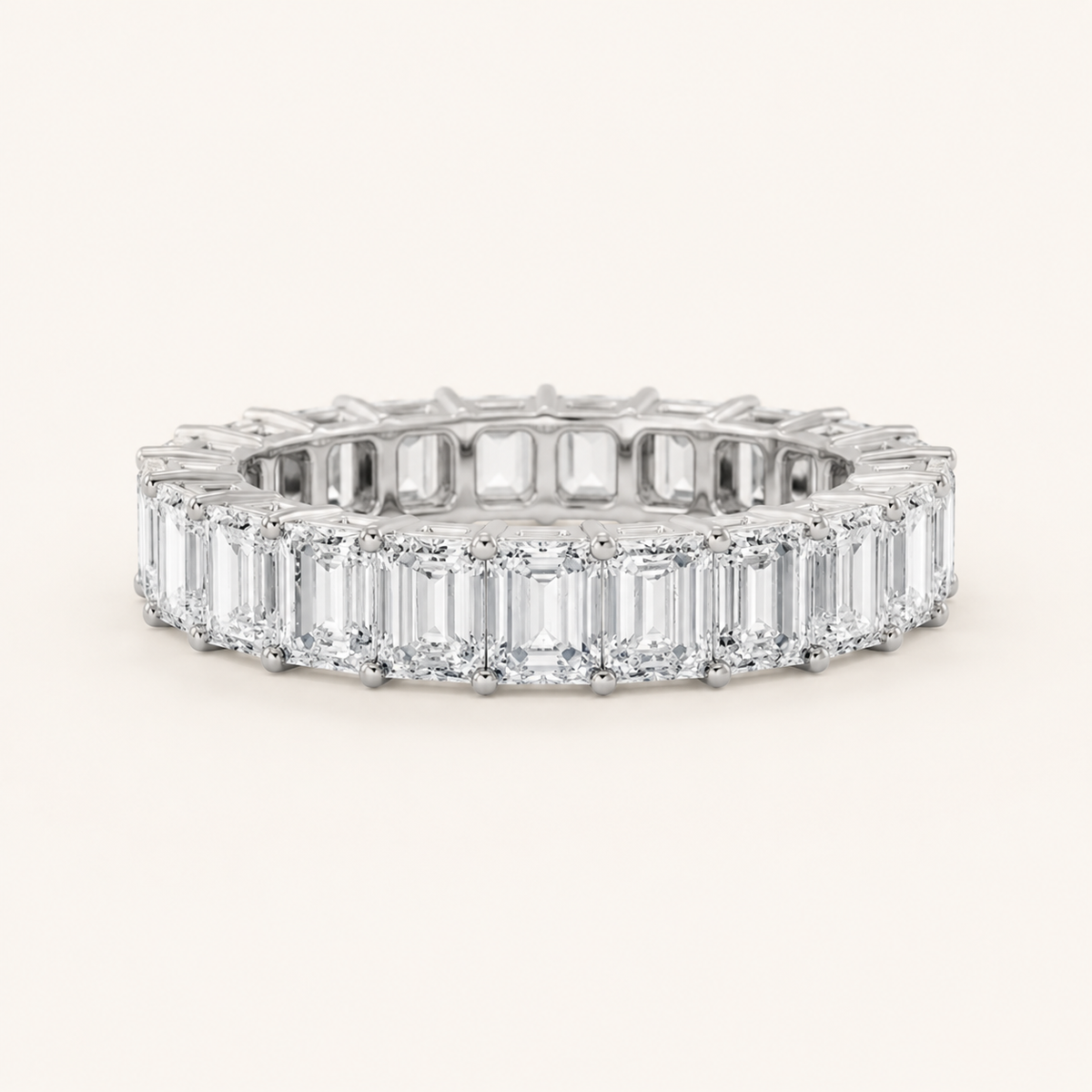 2.5CT Emerald Cut Lab Grown Diamond Split Prong Eternity Ring