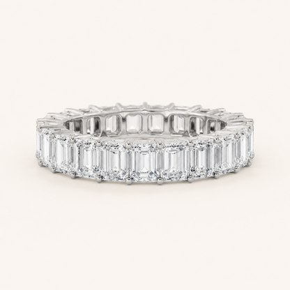 2.5CT Emerald Cut Lab Grown Diamond Split Prong Eternity Ring