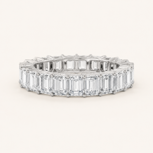 2.5CT Emerald Cut Lab Grown Diamond Split Prong Eternity Ring
