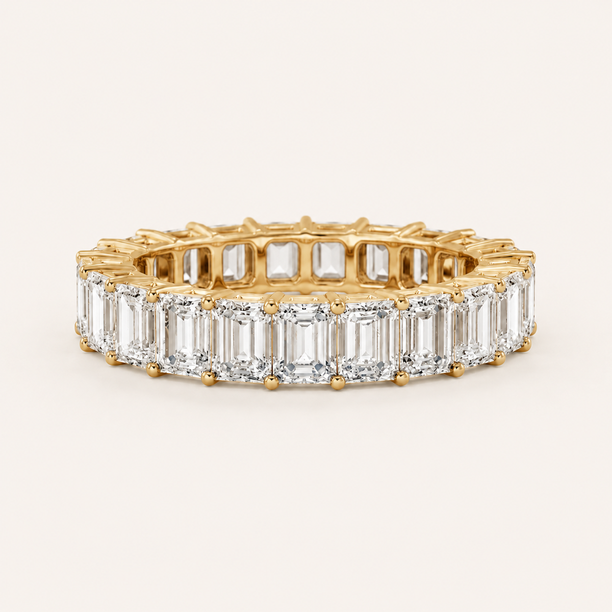 2.5CT Emerald Cut Lab Grown Diamond Split Prong Eternity Ring