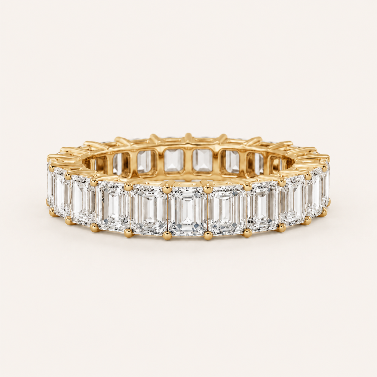 2.5CT Emerald Cut Lab Grown Diamond Split Prong Eternity Ring