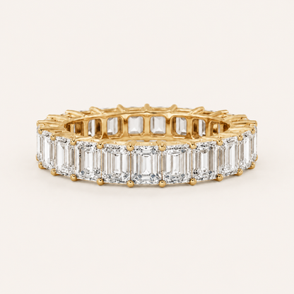 2.5CT Emerald Cut Lab Grown Diamond Split Prong Eternity Ring