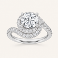 2CT Round Cut Lab Grown Diamond Swirl Accented Engagement Ring