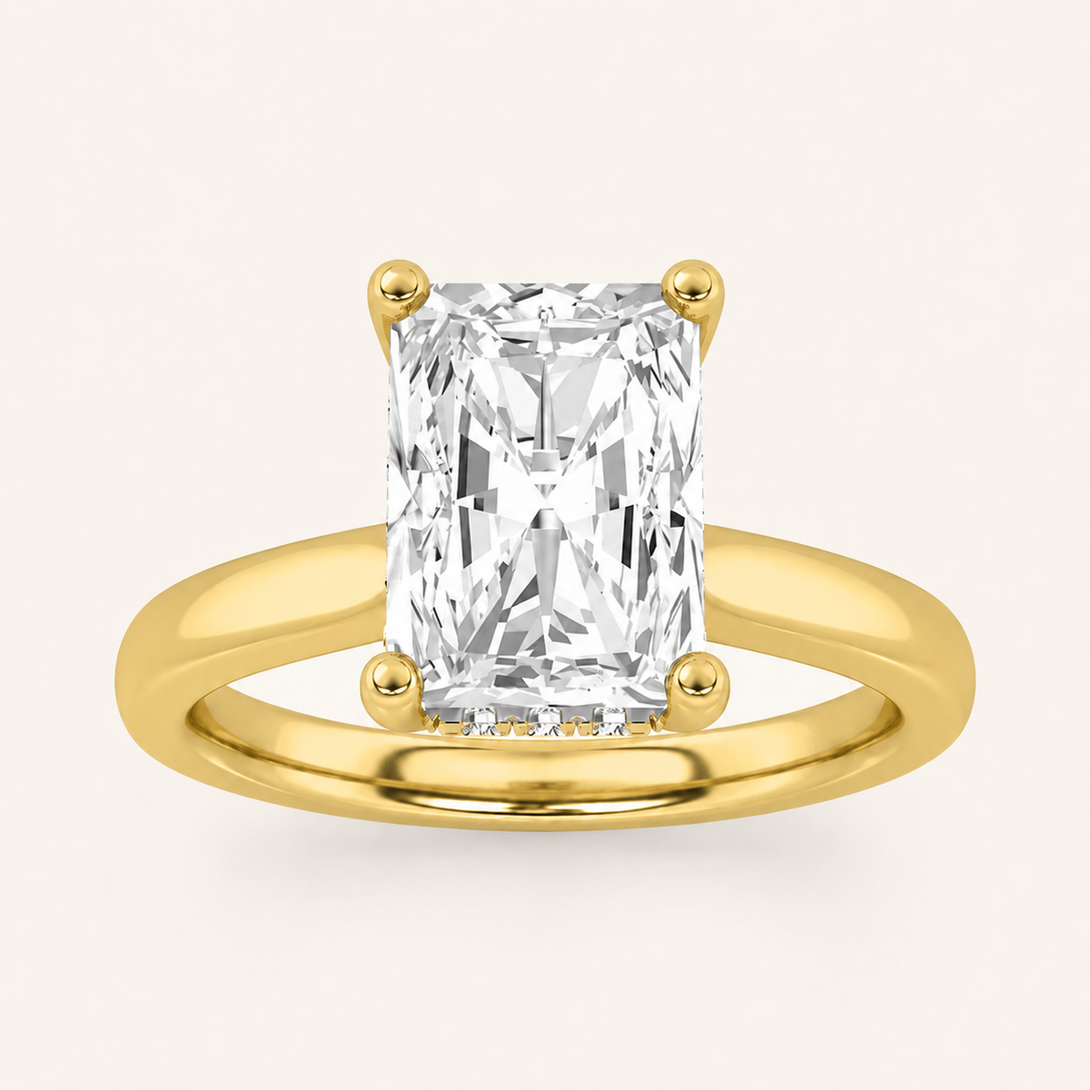 2.00 CT Radiant Cut Lab Grown Diamond Cathedral Shank Solitaire Ring