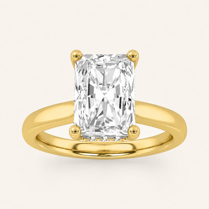 3.00 CT Radiant Cut Lab Grown Diamond Cathedral Shank Solitaire Ring