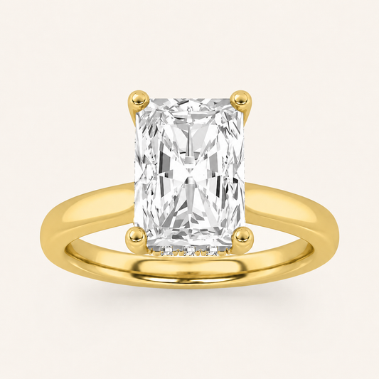 3.00 CT Radiant Cut Lab Grown Diamond Cathedral Shank Solitaire Ring
