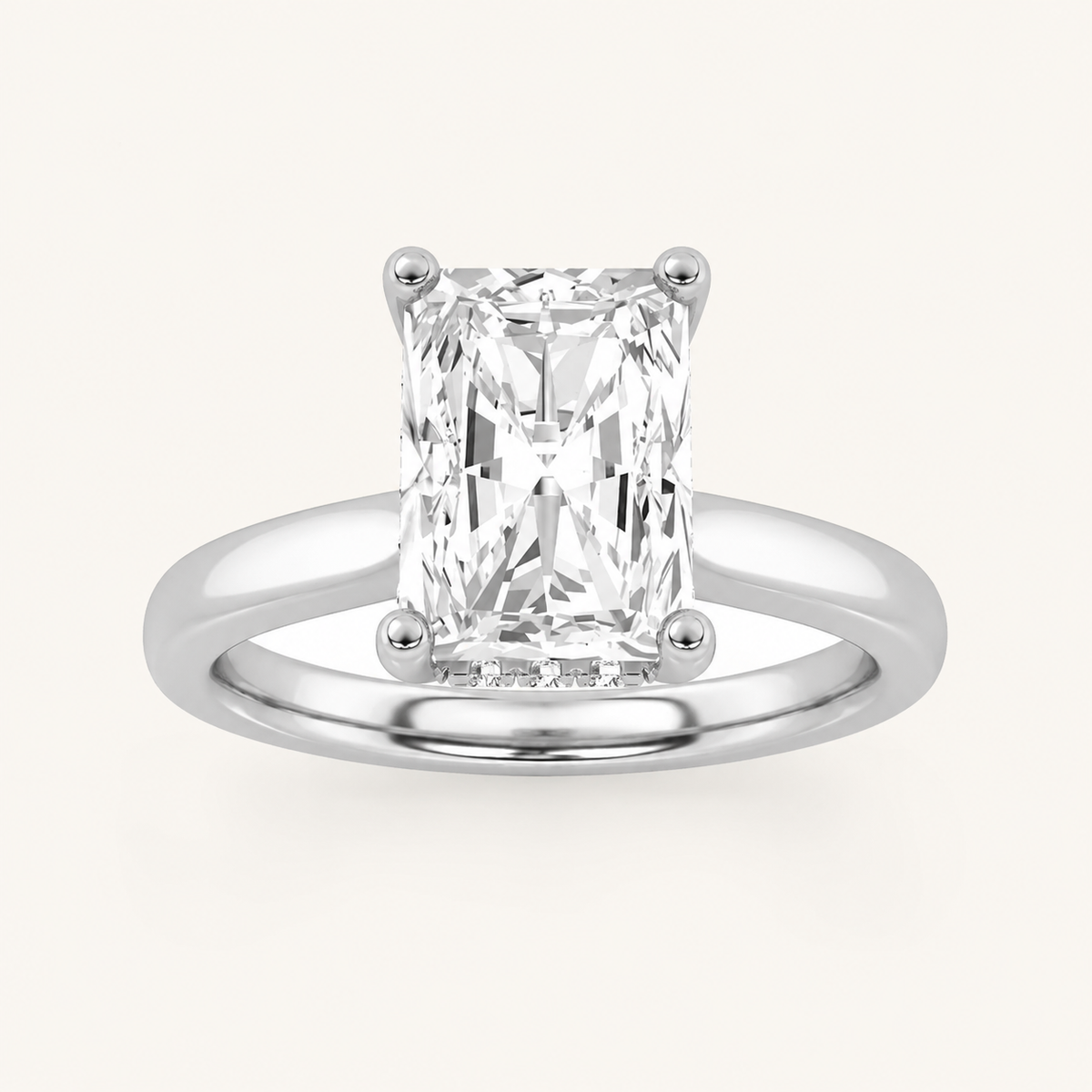 2.00 CT Radiant Cut Lab Grown Diamond Cathedral Shank Solitaire Ring