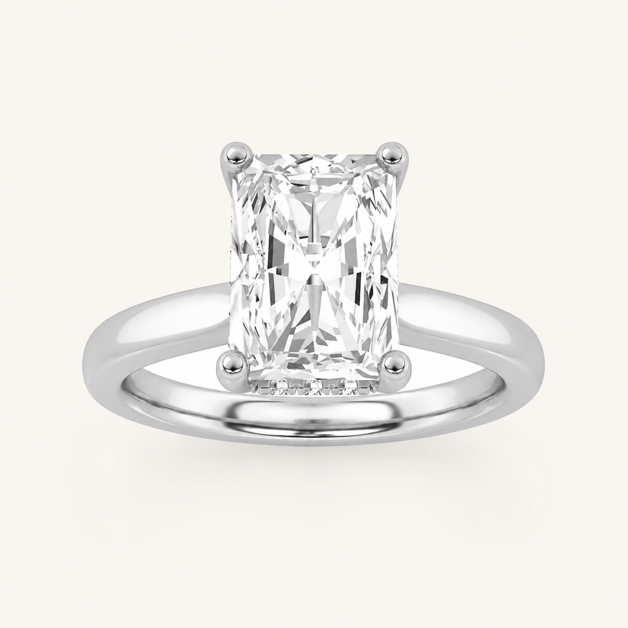 2.00 CT Radiant Cut Lab Grown Diamond Cathedral Shank Solitaire Ring