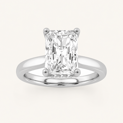 2.00 CT Radiant Cut Lab Grown Diamond Cathedral Shank Solitaire Ring