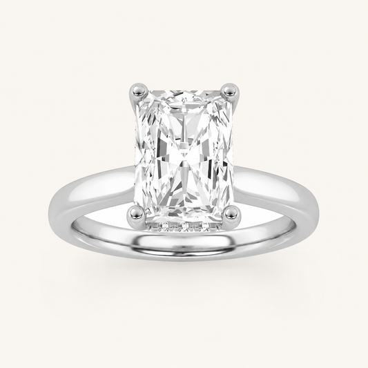 2.00 CT Radiant Cut Lab Grown Diamond Cathedral Shank Solitaire Ring