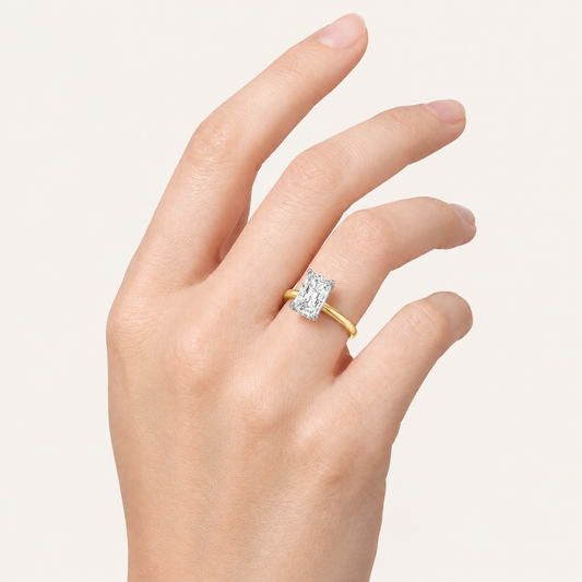 2.00 CT Radiant Cut Lab Grown Diamond Cathedral Shank Solitaire Ring