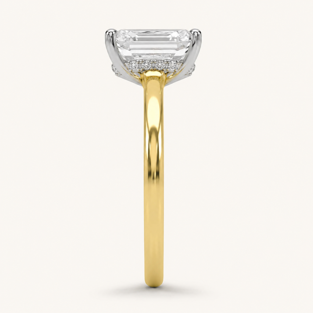 3.00 CT Radiant Cut Lab Grown Diamond Cathedral Shank Solitaire Ring
