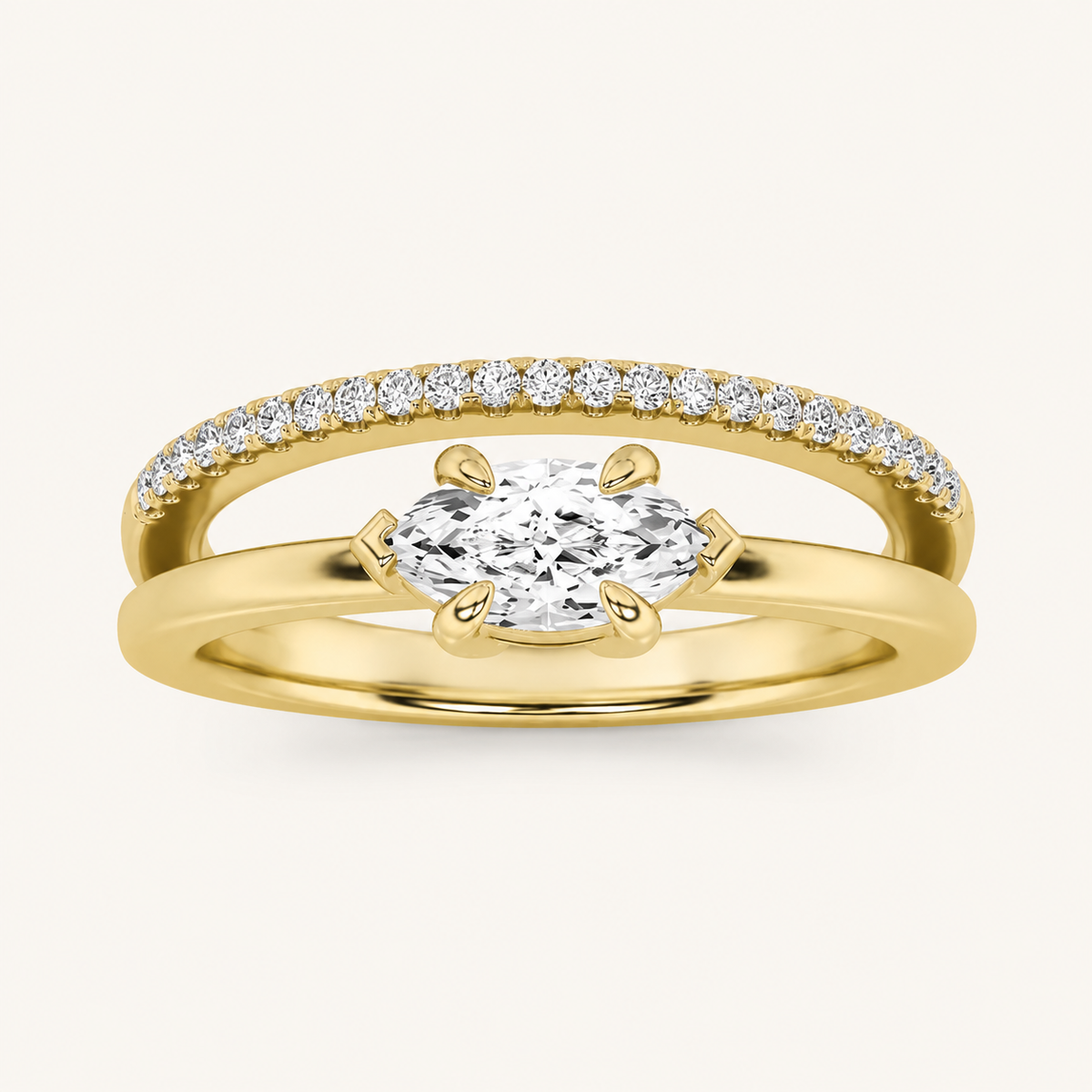 0.50 CT Marquise Cut Lab Grown Diamond East West Ring