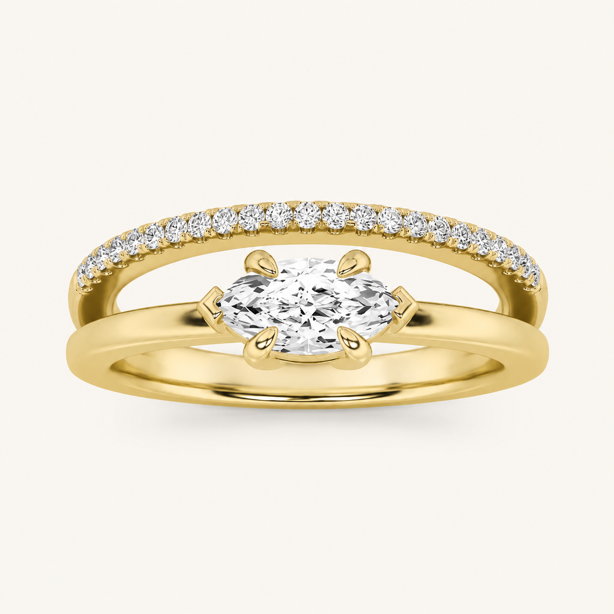 0.50 CT Marquise Cut Lab Grown Diamond East West Ring