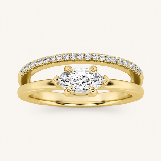 0.50 CT Marquise Cut Lab Grown Diamond East West Side Stone Ring