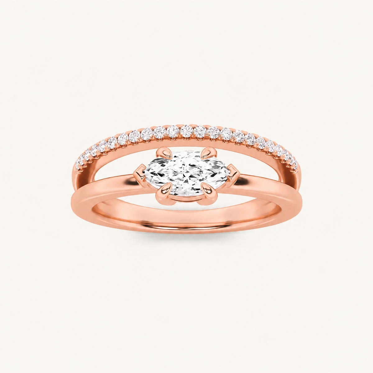 0.50 CT Marquise Cut Lab Grown Diamond East West Ring