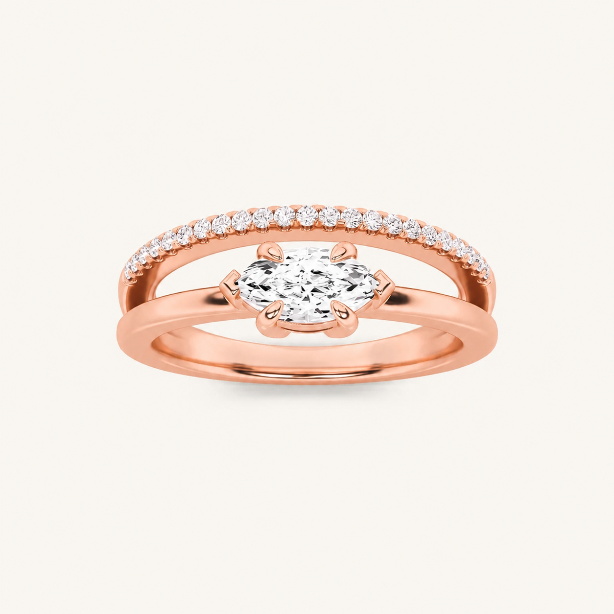 0.50 CT Marquise Cut Lab Grown Diamond East West Ring