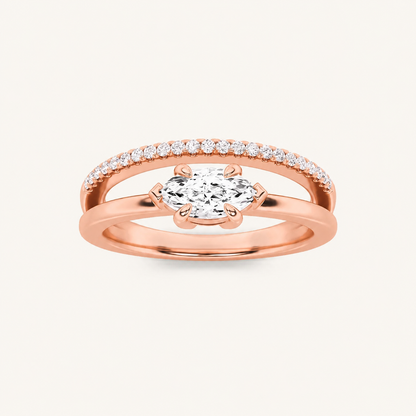 0.50 CT Marquise Cut Lab Grown Diamond East West Ring