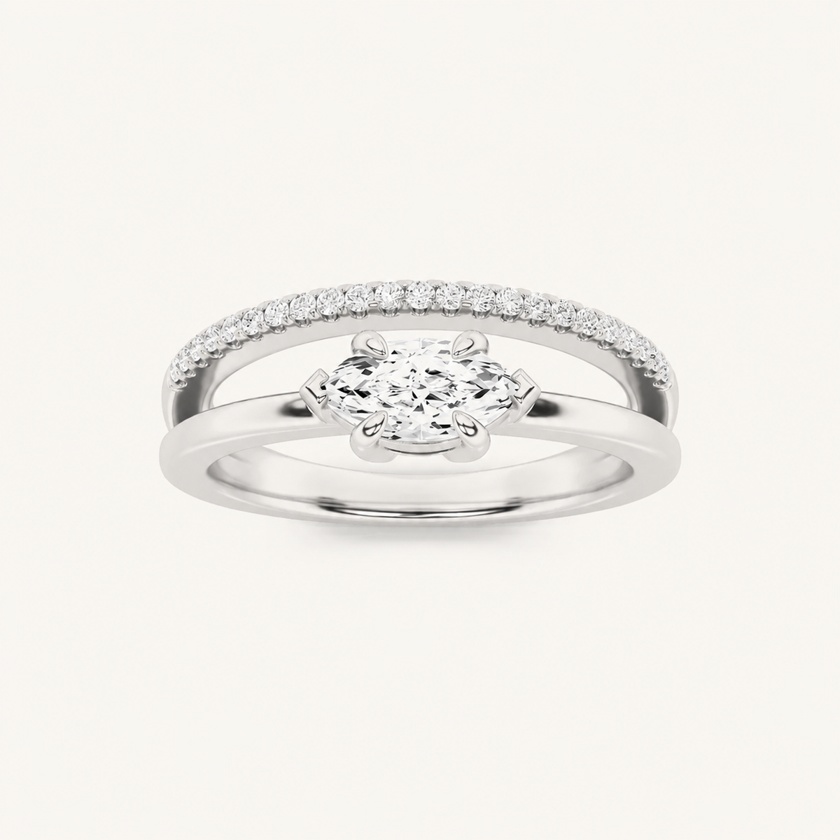0.50 CT Marquise Cut Lab Grown Diamond East West Ring