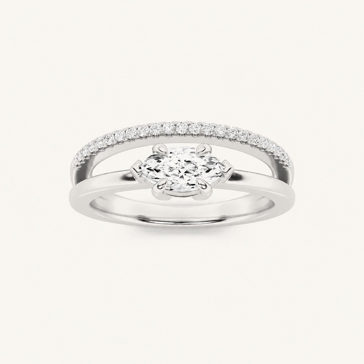 0.50 CT Marquise Cut Lab Grown Diamond East West Ring