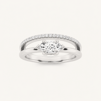 0.50 CT Marquise Cut Lab Grown Diamond East West Ring