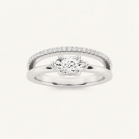 0.50 CT Marquise Cut Lab Grown Diamond East West Ring