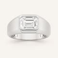 3CT Emerald Cut Lab Grown Diamond Men's Ring