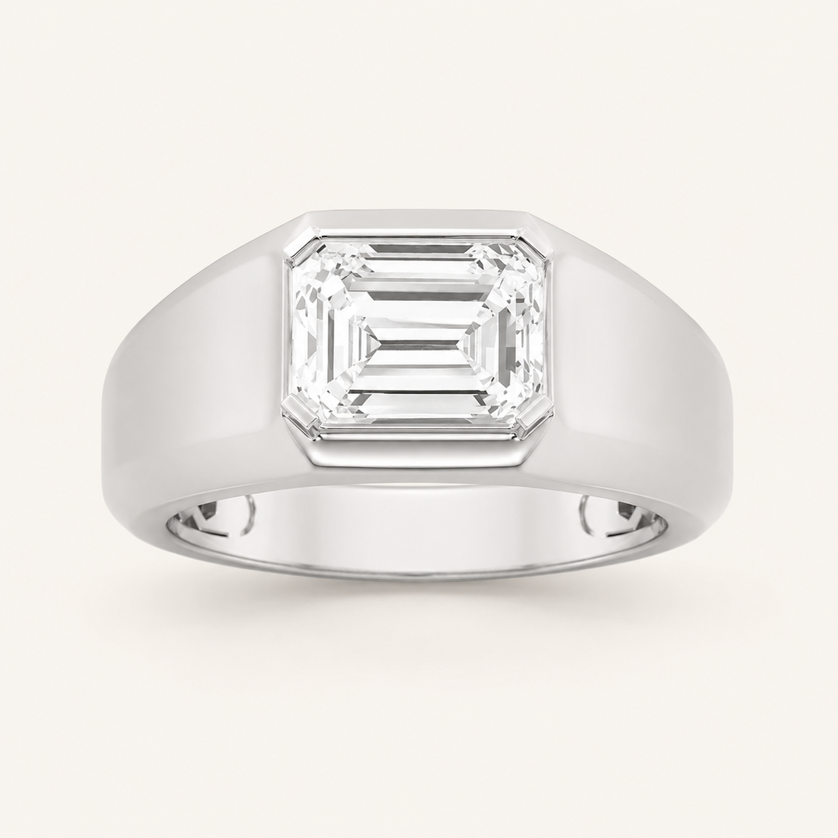 3CT Emerald Cut Lab Grown Diamond Men's Ring