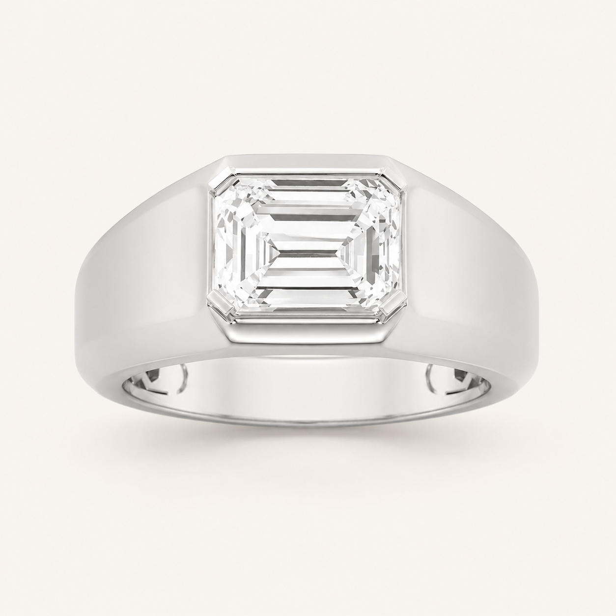 3CT Emerald Cut Lab Grown Diamond Men's Ring