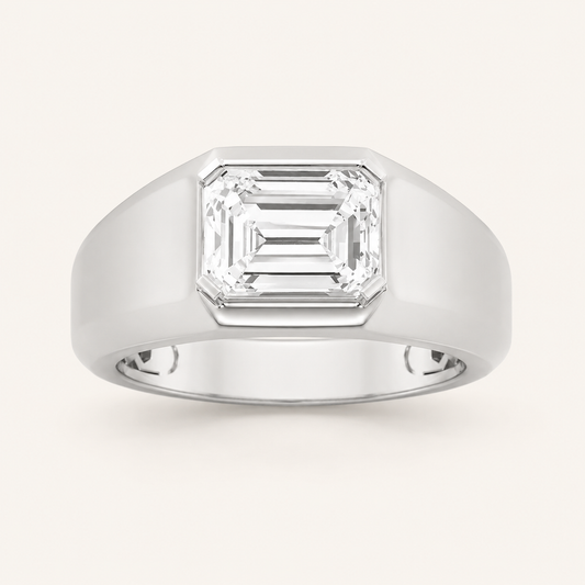 3CT Emerald Cut Lab Grown Diamond Men's Ring