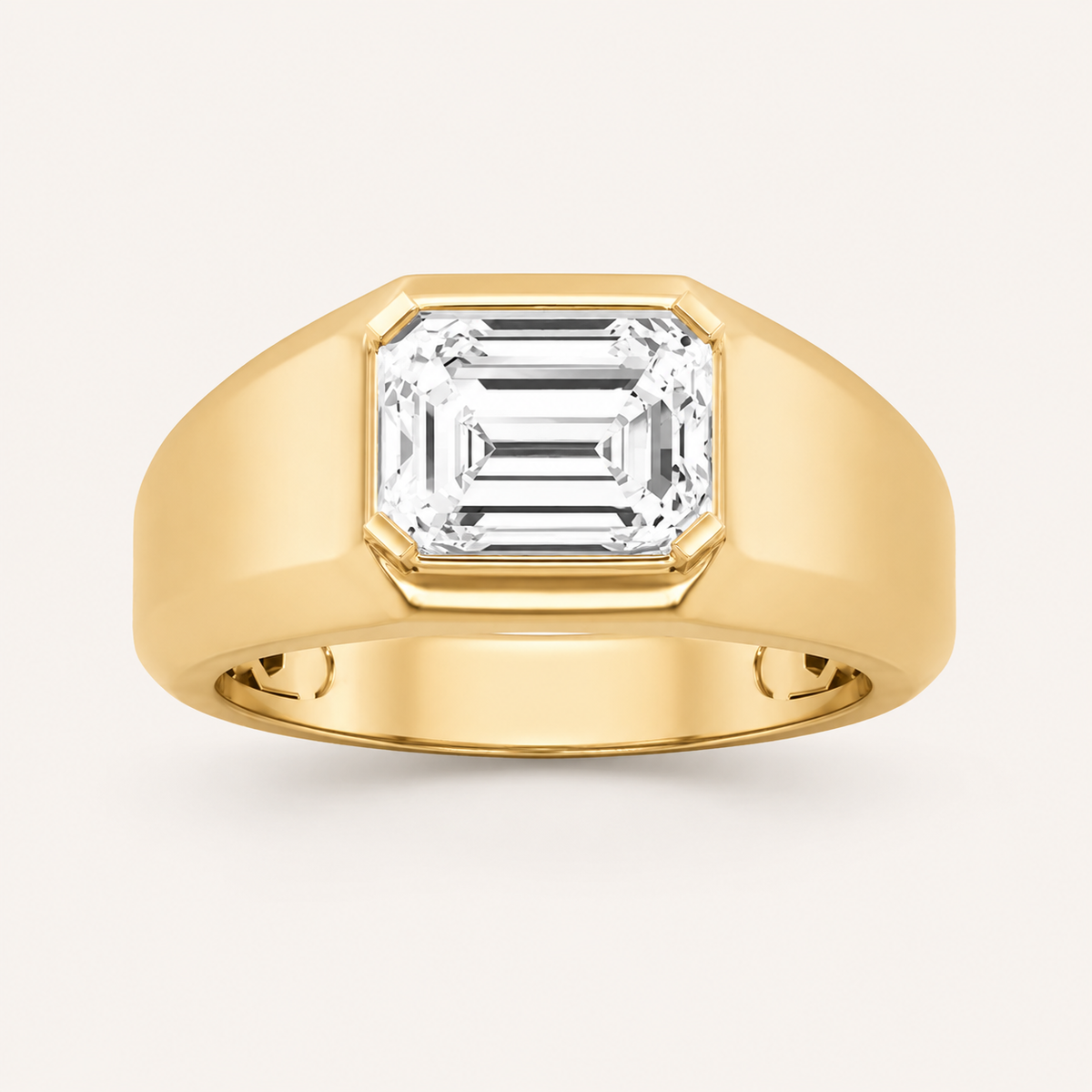3CT Emerald Cut Lab Grown Diamond Men's Ring