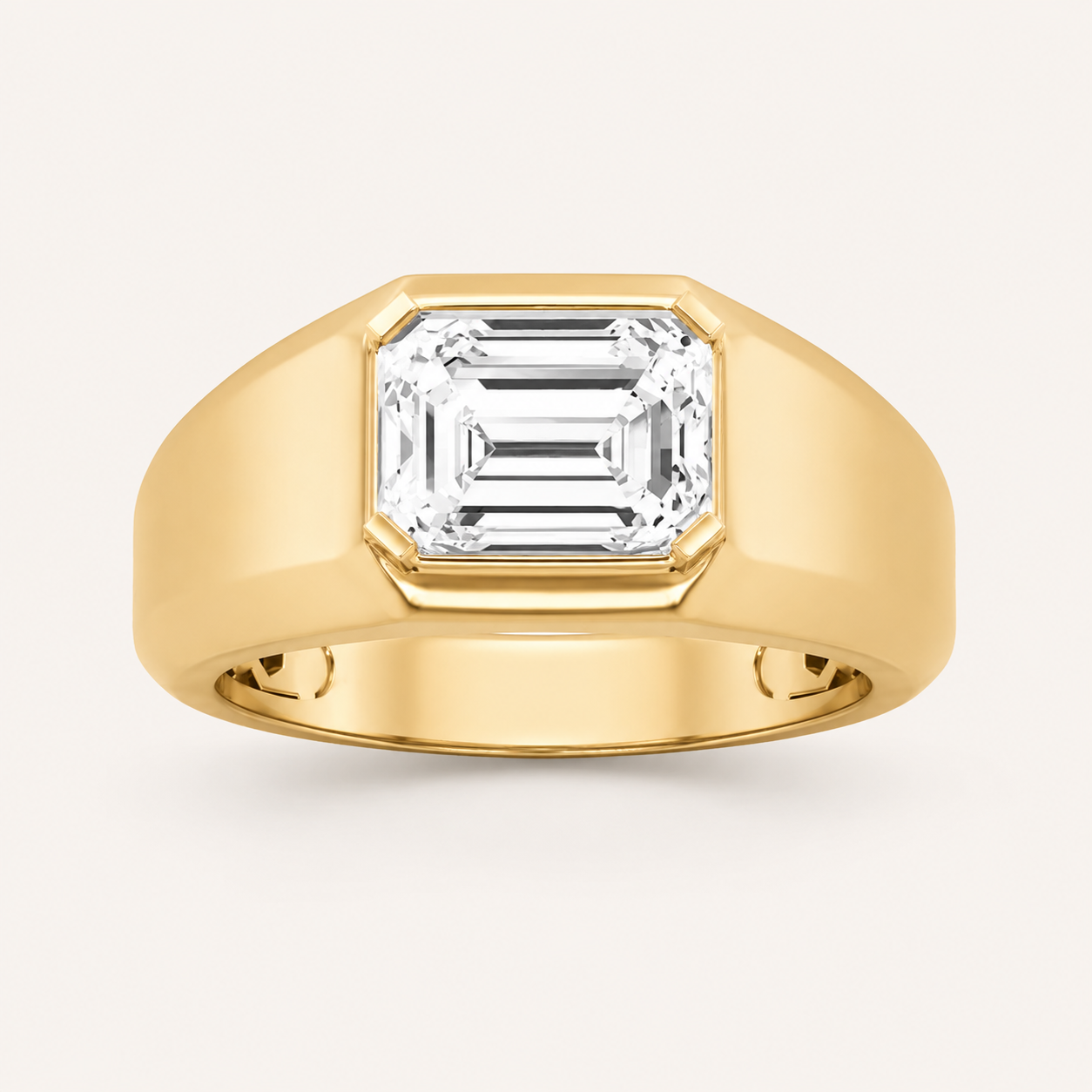 3CT Emerald Cut Lab Grown Diamond Men's Ring