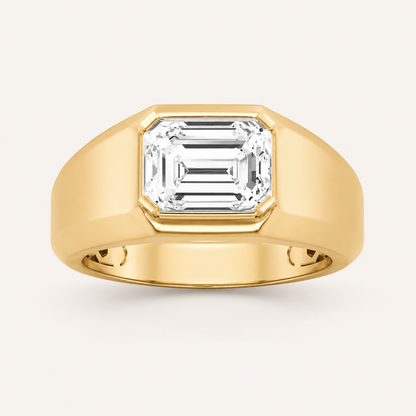 3CT Emerald Cut Lab Grown Diamond Men's Ring