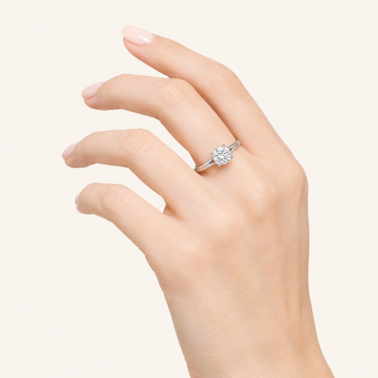 1.00 CT Round Cut Lab Grown Diamond Split Shank Solitaire Ring