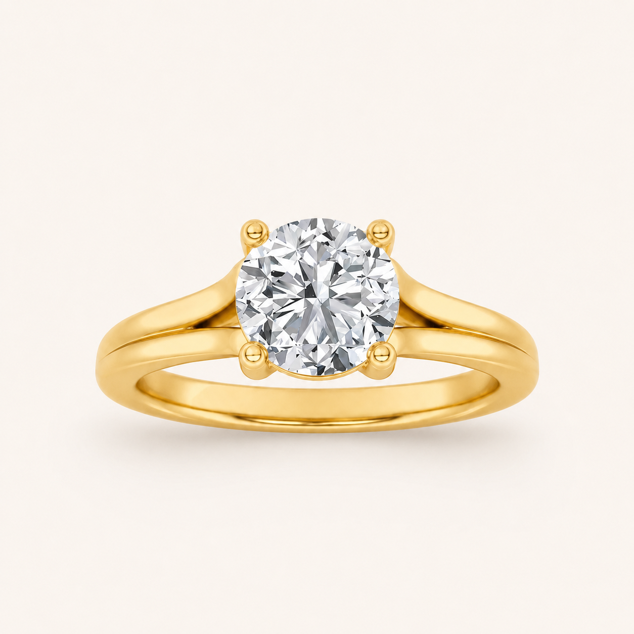1.00 CT Round Cut Lab Grown Diamond Split Shank Solitaire Ring