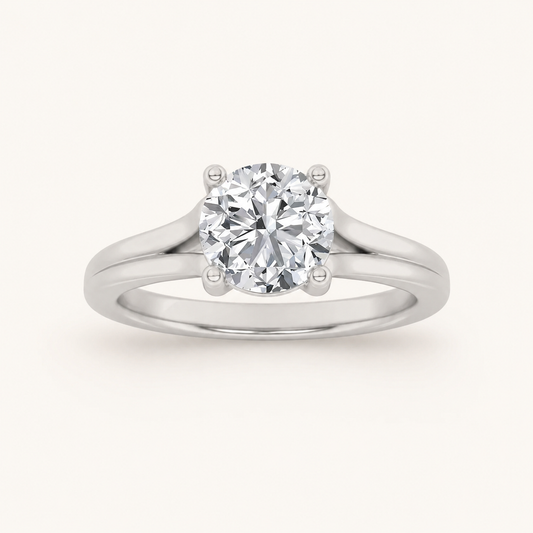 1.00 CT Round Cut Lab Grown Diamond Split Shank Solitaire Ring