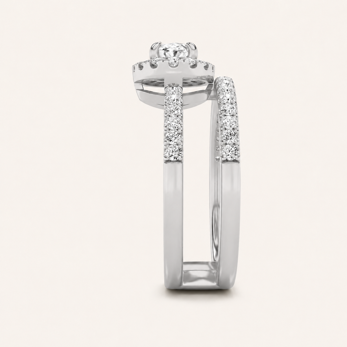 1.00 CT Oval Cut Lab Grown Diamond Halo Ring