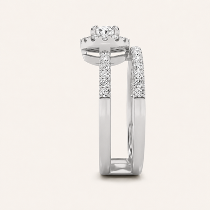 1.00 CT Oval Cut Lab Grown Diamond Halo Ring