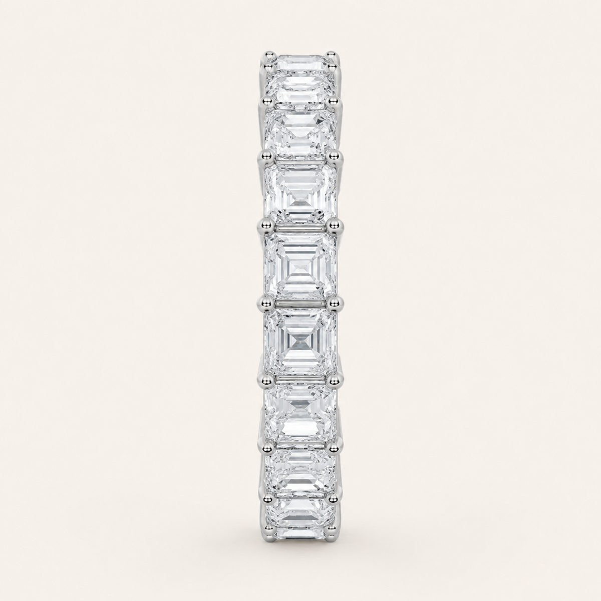 2.6CT Emerald Cut Lab Grown Diamond Split Prong Eternity Ring