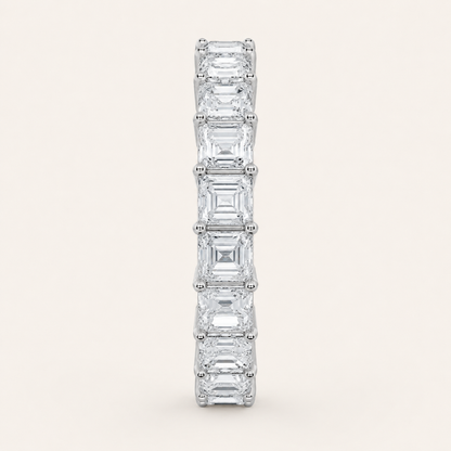 2.6CT Emerald Cut Lab Grown Diamond Split Prong Eternity Ring