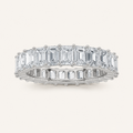 2.6CT Emerald Cut Lab Grown Diamond Split Prong Eternity Ring