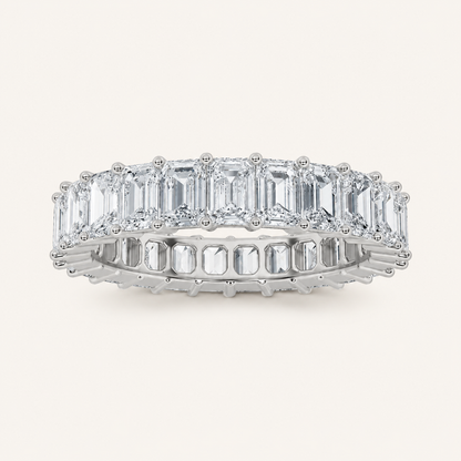 2.6CT Emerald Cut Lab Grown Diamond Split Prong Eternity Ring