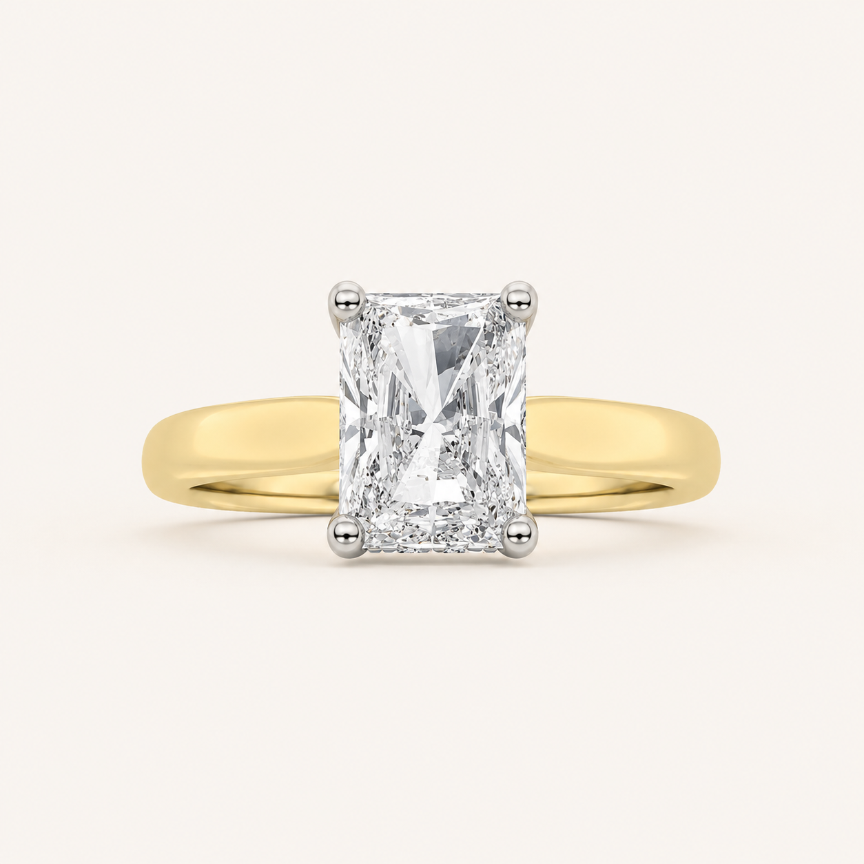 1.50 CT Radiant Cut Lab Grown Diamond Cathedral Shank Solitaire Ring