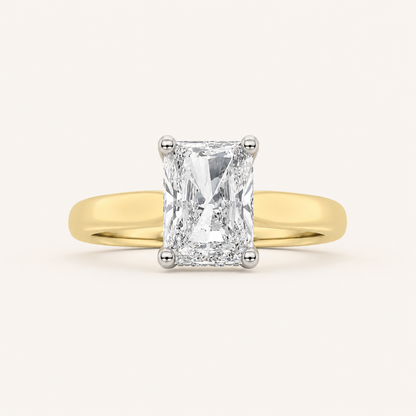 1.50 CT Radiant Cut Lab Grown Diamond Cathedral Shank Solitaire Ring